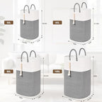 Woven Laundry Basket for Clothes, 50L Large Rectangle Laundry Hampers with Beads Tassel, Nursery Storage Basket for Toys, Tall Dirty Clothes Hamper for Bedroom Aesthetic, Laundry Room Organization - Image 3