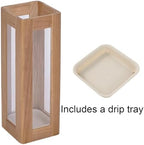 Solid Wood Rounded-edge Umbrella Holder Semi-transparent Apartment Entryway Umbrellas Stand Removable Tray Acrylic Design 1-piece Construction Square Cane Holder - Image 3