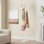 Coat Rack Freestanding, Metal Coat Rack with Natural Marble Base, White - Image 2