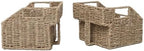 GYASVWU Seagrass Pantry Baskets for Organizing, Wicker Storage Baskets for High Shelves with Handles, Rattan Baskets for Home, Cabinet, Farmhouse, 2 Pack (Seagrass Color) by GYASVWU