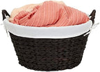 Household Essentials Round Wicker Laundry Basket with Handwoven Water Hyacinth, Metal Frame Support, and Removable Polyester Liner, Brown Finish and White - Image 5