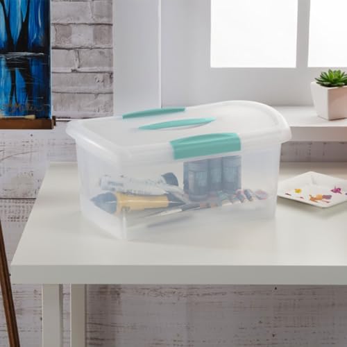 Sterilite Medium Nesting ShowOffs, Clear Plastic Latch Lid Bin, 18-Pack - Image 3