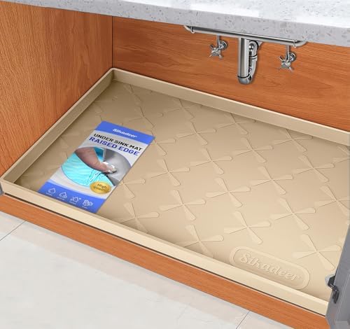 SIKADEER Waterproof Under Sink Mat 34" x 19" Cabinet Protector Silicone Mat by SIKADEER