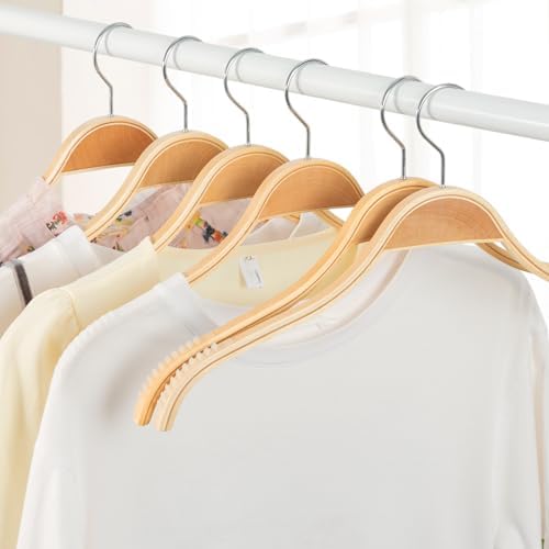 TOPIA HANGER Slim Natural Wood Hangers with Extra Soft Non-Slip Rubber Grips, 30-Pack High-Grade Fashion Hanger No Shoulder Bump for Sweaters, Hoodies, Jacket, Dress, Coat -CT15N30 - Image 4