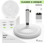FRUITEAM 23-lbs Round Patio Umbrella Base Pre-Filled Umbrella Stand 15" Sun-Flower-Pattern Heavy Duty Market Umbrella Base Stand for Patio, Outdoor, Swimming Pool, White - Image 3