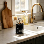 Black Marble Toothbrush Holder for Bathroom, Natural Organic Black Marble Toothbrush Cup, Mordern Style Texture Razor Holder, Razor Organizer for Dressing Table, Countertop, Hotel - Image 4