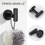 TURS Matte Black 5-Piece Bathroom Hardware Set Towel Bar Set SUS304 Stainless Steel Towel Racks for Bathroom Wall Mounted, 23.6-Inch - Image 5