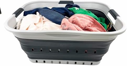 SAMMART 42L (11 gallon) Collapsible Plastic Laundry Basket - Foldable Pop Up Storage Container/Organizer - Portable Basket - Space Saving Hamper/Basket (Grey/Charcoal Black (Set of 2)) - Image 6