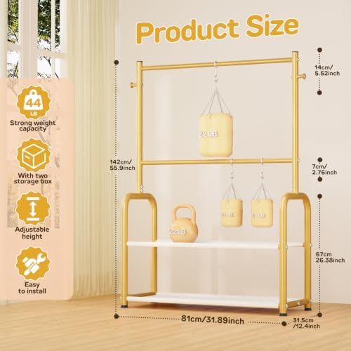 Kids Clothing Rack 2 Tier Baby Closet Gold Toddler Dress up Racks - Image 5