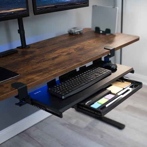 VIVO Black Clamp-on 27 x 11 in Keyboard Tray & Pencil Drawer, MOUNT-KB05-4D - Image 2