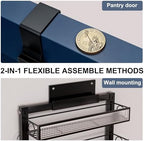 Over the Door Pantry Organizer 6 Tiers Hanging or Wall Mounted Spice Rack with Adjustable Basket,Heavy Duty Metal Seasoning Organizer Shelf for Kitchen Pantry and Bathroom - Image 6