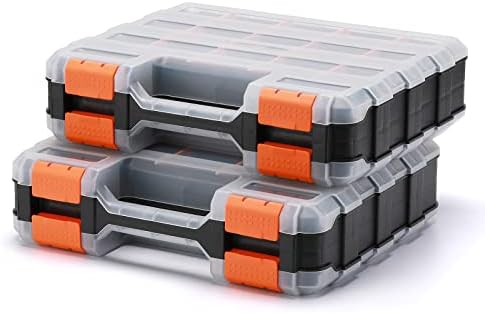 Mayouko Double Side Tools Organizer, Customizable Removable Plastic Dividers, Hardware Box Storage, Excellent for Screws,Nuts,Small Parts, 34-Compartment,2 PCS Set,12.6"L x 10.6"W x 3.2"H - Image 2