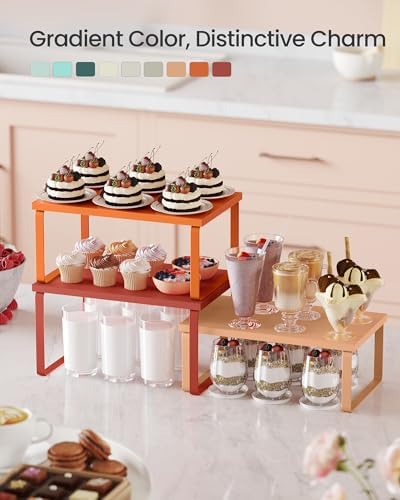 SONGMICS Cabinet Organizer Shelf, Set of 3 Spice Rack, Kitchen Storage - Image 3