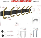 Coat Rack Wall Mount – Black and Gold Hook Rail with 6 Double Coat Hooks, 17 Inch Stainless Steel Wall Hooks for Entryway, Bathroom, Bedroom, Closet, Towel, Hat, Bag, Heavy Duty Organizer - 2 Pack - Image 2