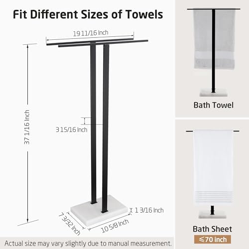 KES Standing Towel Rack, 37", Marble Base, 304 Stainless Steel, Matte Black - Image 6