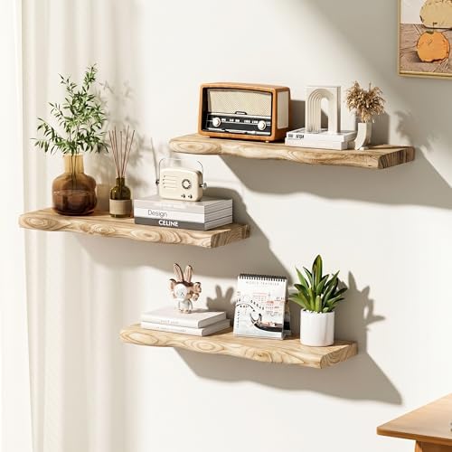 Organic Wavy Edge Floating Shelves,Hidden Brackets,2 Pack 36 in - Image 2