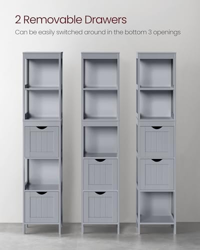 VASAGLE Bathroom Floor Cabinet, 2 Drawers, 55.7”H, Dove Gray - Image 4
