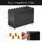 Acrylic Magazine Holder, Magazine Rack Floor,Sleek Black Stylish Organizer with Luxe Gold Metal Feet and Wave Edge Design Space Saving Storage for Books Newspapers Office Supplies,Home Office(Black) - Image 7