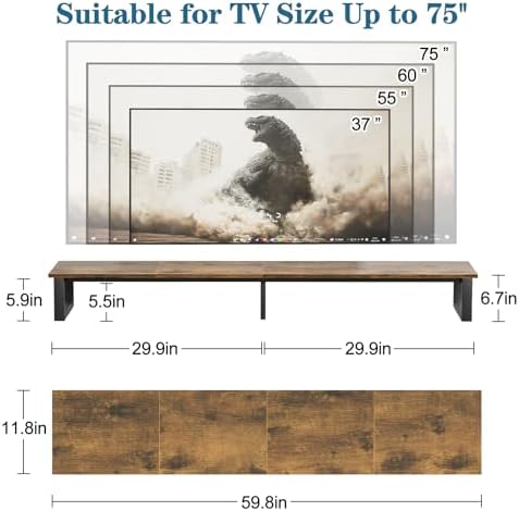 aboxoo 59" Large TV Riser Stand for 32-75 Inch TV, TV Shelf with Steel Legs - Image 2