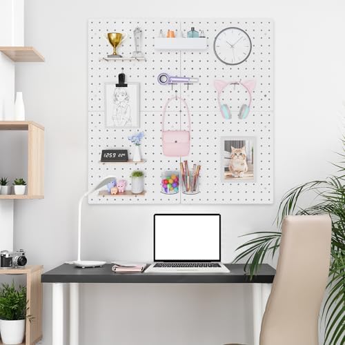FZK Modular Plastic Pegboard Wall Organizer Kit, White， 12x12, 4 Panels - Image 2