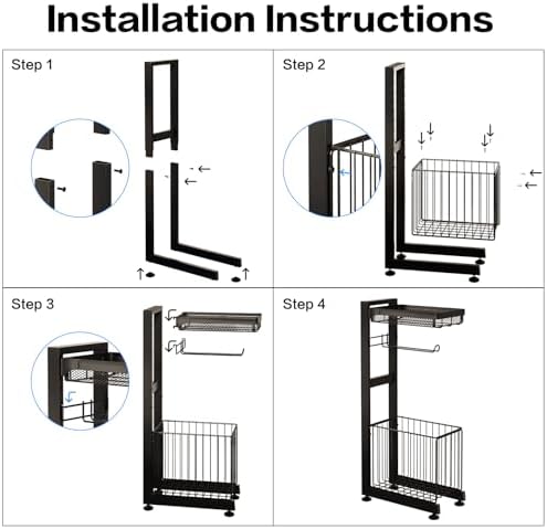 Toilet Paper Holder Stand with Storage Shelf - Multi Tier Metal Toilet Paper Stand with Large Basket for Tissue Rolls, Wipes (Black) - Image 3