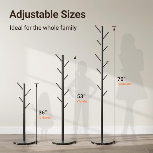 ELYKEN Coat Rack Freestanding, Metal Coat Rack with Natural Marble Base - Image 2
