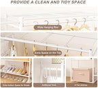 Neprock Clothing Racks for Hanging Clothes with Shelves, Portable Closet System Organizer Garment Rack for Clothes Storage, Metal Free Standing Wardrobe Clothes Organizer(White) - Image 6