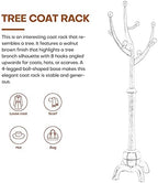 Coat Rack Freestanding Wood Coat Tree with Stable Sphere Base, Light Brown - Image 5