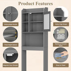 ZENY Over The Toilet Storage Cabinet, Bathroom Organizer with Adjustable Shelf and Double Doors, Freestanding Bathroom Space Saver Toilet Rack (Gray) - Image 6