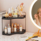 2-Tier Corner Bathroom Counter Organizer, Larger Size, Black - Image 2