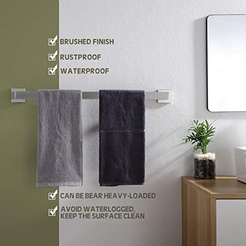 KOKOSIRI 24-Inch Single Towel Bar, Bathroom Kitchen Towel Holder, Wall Mounted SUS304 Stainless Steel Towel Rack, Brushed Nickel, B4003BR-L24 - Image 5