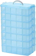 Sooyee 7 Layers Stackable Storage Container, 70 Adjustable Compartments Stackable Storage Container for Kids Toys, Art Crafts, Jewelry, Supplies, Mini Case & Letter Sticker Included,Blue by Sooyee