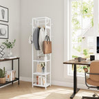 ELYKEN Coat Rack Freestanding, Hall Tree with 3 Shelves and 12 Hooks, White - Image 3
