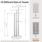 KES 3-Tier Standing Towel Rack, Heavy Marble Base, 36" H, Brushed Nickel - Image 5