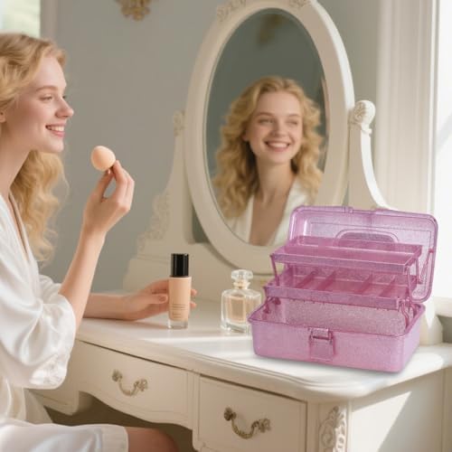 3-Tier Stackable Storage Organizer Box, Art & Craft Storage Container, Carry Tackle Organizer, Medicine Cosmetic for Art Supply Makeup Hair Accessories Painting Tools (Pink) - Image 7