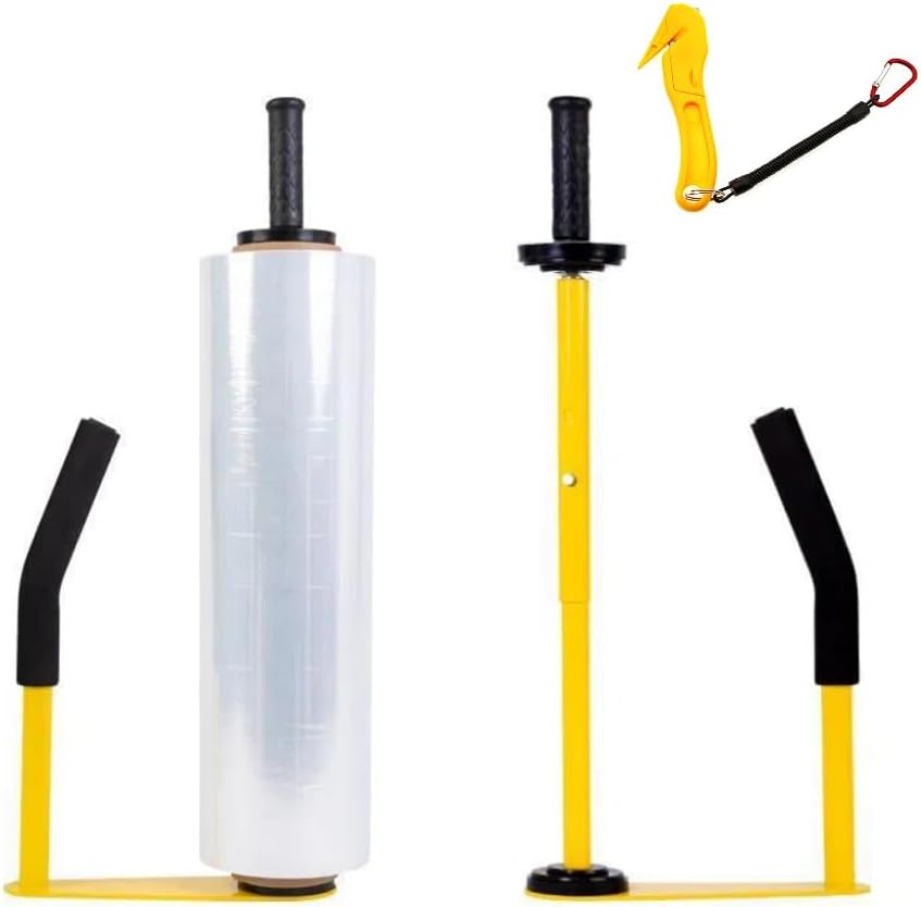 Stretch Film Dispensers Pallet Stretch Film Packing Machine with Film Cutter Shrink Wrap Dispenser Holder, Suit for 18" & 20" Stretch Film - Image 6