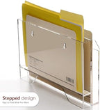 DINGHUO Wall Hanging File Organizer, Acrylic Mail Organizer wall mounted File Holder, Clear 2 Tier Folder Paper Document Magazine Rack for Desk Office School Home - 1 Pack - Image 7