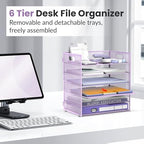 Daltack 6-Tier Paper Organizer for Desk with Handle, Purple, 2 Pack - Image 5