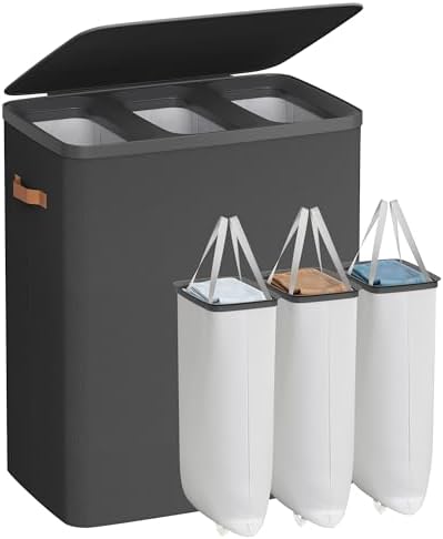 SONGMICS Laundry Basket, 190L Laundry Hamper with Lid, 3 Removable Bags by SONGMICSbySONGMICSHOME