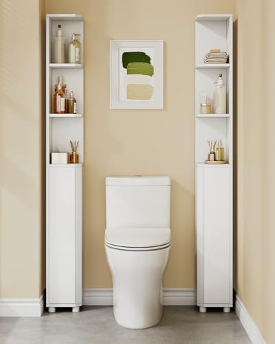 Hzuaneri Corner Cabinet, Tall Bathroom Corner Cabinet with Doors - Image 4