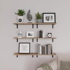 WOPITUES Wood Floating Shelves Set of 6, Shelves for Wall Decor, Farmhouse Shelf for Bedroom, Bathroom Storage Shelves, Book Shelves for Living Room - Rustic Brown (Pack of 2) - Image 6