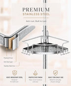 ALLZONE Two-Tone Corner Shower Caddy Tension Pole for Bath Shampoo Storage - Image 7