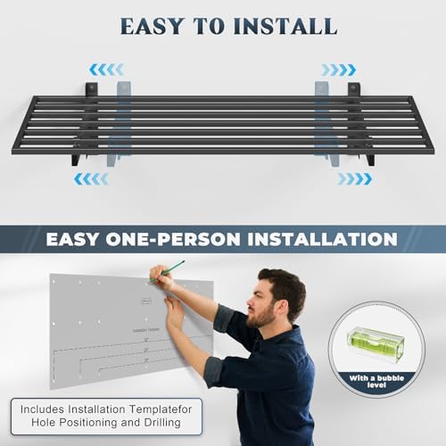Jusgym 2 Pack Wall Mounted Garage Shelving with 8 Hooks, 1.5x4ft, 500lbs - Image 5