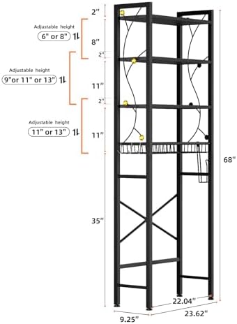 Over-The-Toilet Storage Rack, 4-Tier Bathroom Organizer Shelf Over Toilet with Adjustable Shelf and Basket, Freestanding Space Saver Bathroom Shelves Above Toilet for Room (Pure Black) - Image 2