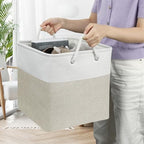 13x13 Storage Cube Bins 4Pack,Collapsible Cube Storage Organizer for Closet, Fabric Storage Box w/ Rope Handles, Foldable Storage Baskets for Shelves, Clothes,Closet Organization - White/Coffee - Image 6