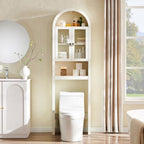 IFGET Arched Over The Toilet Storage Cabinet w/Acrylic Doors, Antique White - Image 3
