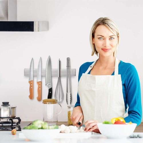 24 Inch Magnetic Knife Strip, Premium Stainless Steel Wall Mounted Kitchen Knives Bar,Space-Saving Powerful No Drilling Magnetic Knife Rack for Home Kitchen Utensil Holder & Tool Holder - Image 6