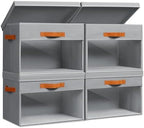 Homsorout Large Storage Bins with Lids - 4 Pack Foldable Decorative Organizers with Clear Windows & Handles, Cube Storage Organizers for Clothes, Blankets, Sweaters, Sheets, Grey by Homsorout