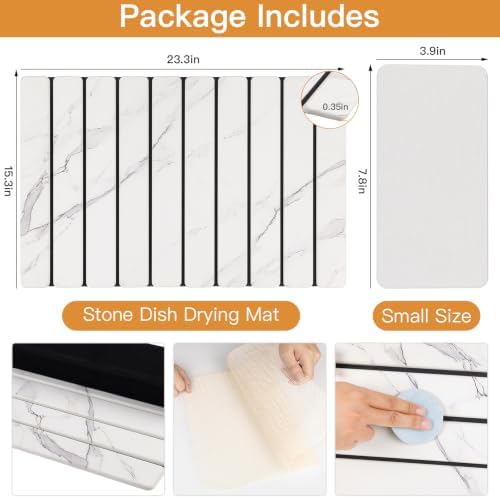 Stone Dish Drying Mat for Kitchen Upgrade Counter Mats Quick Dry - Image 3
