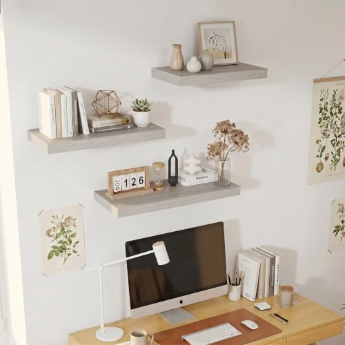 Vivelove Deep Floating Shelves 55x12” Set of 2, Grey - Image 5